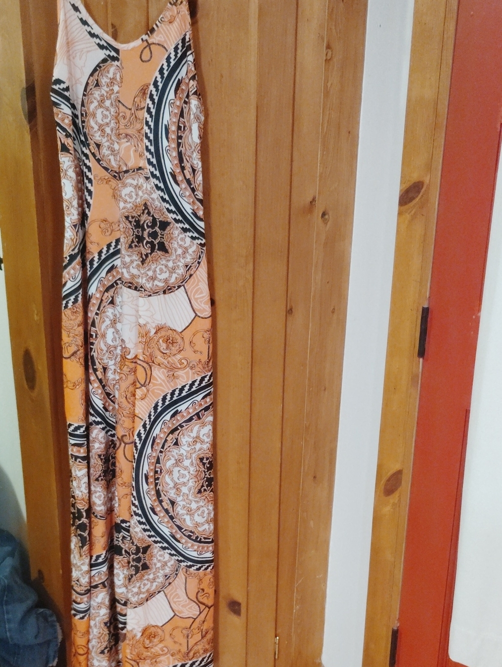 Women's Orange Patterned Maxi Skirt